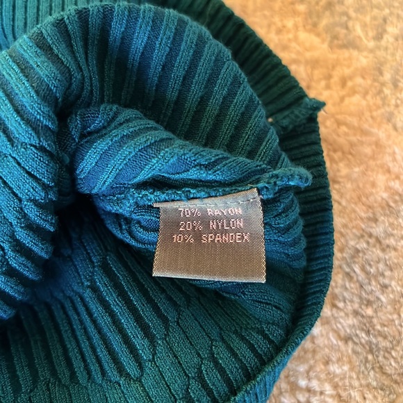 Teal Split Collar Mock Turtleneck - Picture 10 of 13